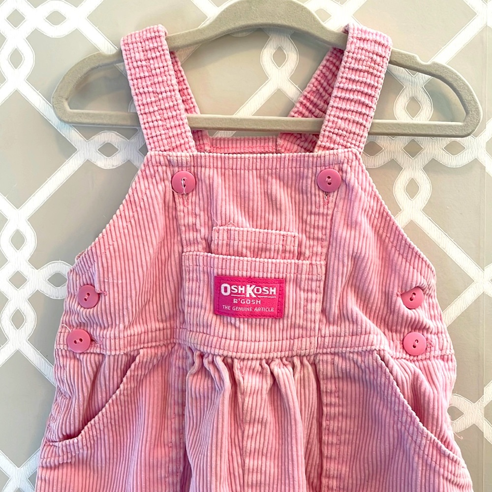 Vintage OshKosh B’Gosh Pink Corduroy Overalls 12 months Made In USA!